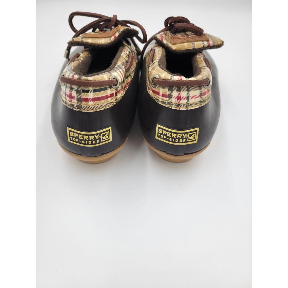 Sperry Top-Sider Plaid Duck Boots Waterproof‎ Rubber Hunting Outdoor Brown Sz 8 - Picture 3 of 7